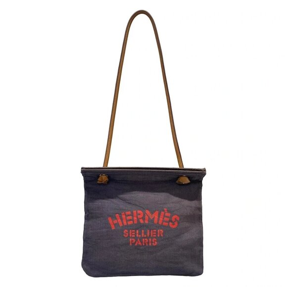 HERMES Aline MM - Navy Red Brown Canvas Veau Swift C Shoulder Bag - Picture 1 of 14